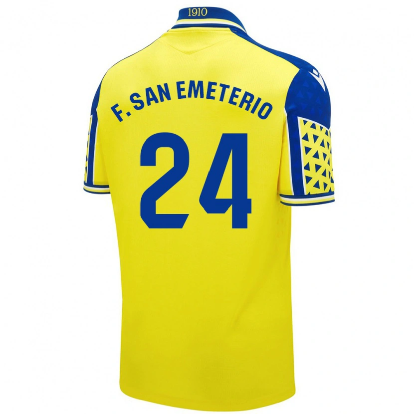 Danxen Homme Maillot Fede San Emeterio #24 Jaune Bleu Tenues Domicile 2024/25 T-Shirt