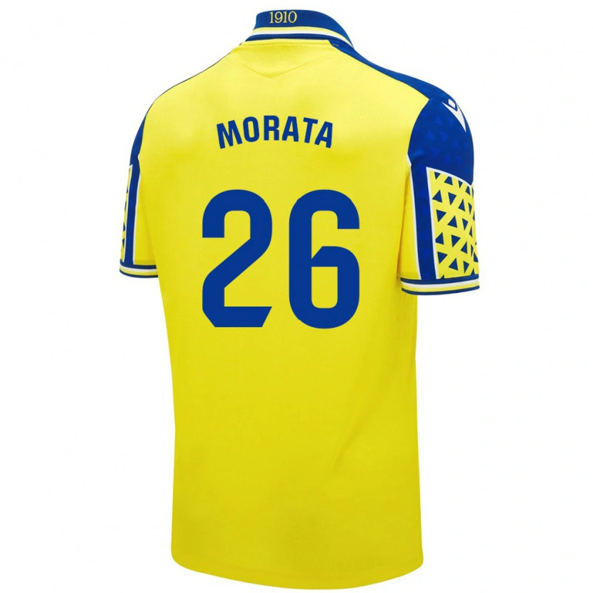 Danxen Homme Maillot Álex Morata #26 Jaune Bleu Tenues Domicile 2024/25 T-Shirt
