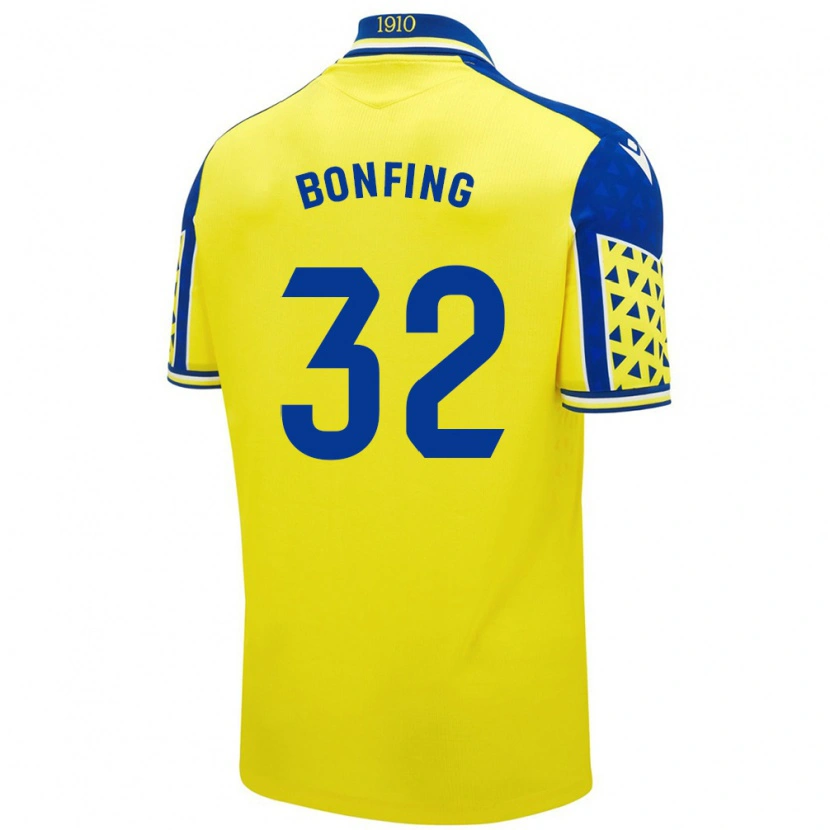 Danxen Homme Maillot Boubacar Bonfing #32 Jaune Bleu Tenues Domicile 2024/25 T-Shirt