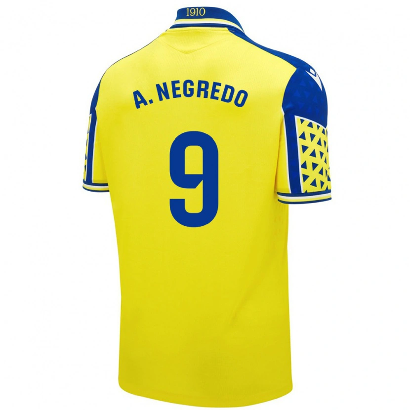 Danxen Homme Maillot Álvaro Negredo #9 Jaune Bleu Tenues Domicile 2024/25 T-Shirt