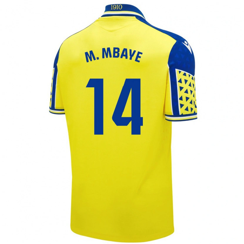 Danxen Homme Maillot Momo Mbaye #14 Jaune Bleu Tenues Domicile 2024/25 T-Shirt