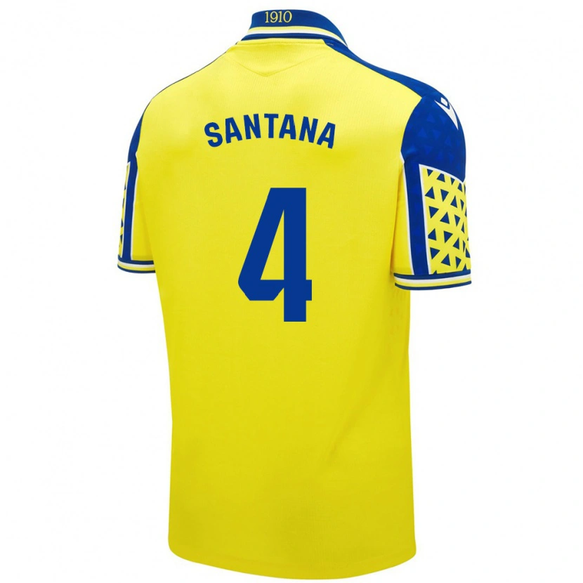 Danxen Homme Maillot María Del Carmen Santana Vázquez #4 Jaune Bleu Tenues Domicile 2024/25 T-Shirt