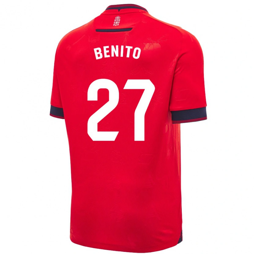 Danxen Homme Maillot Iker Benito #27 Rouge Blanc Tenues Domicile 2024/25 T-Shirt