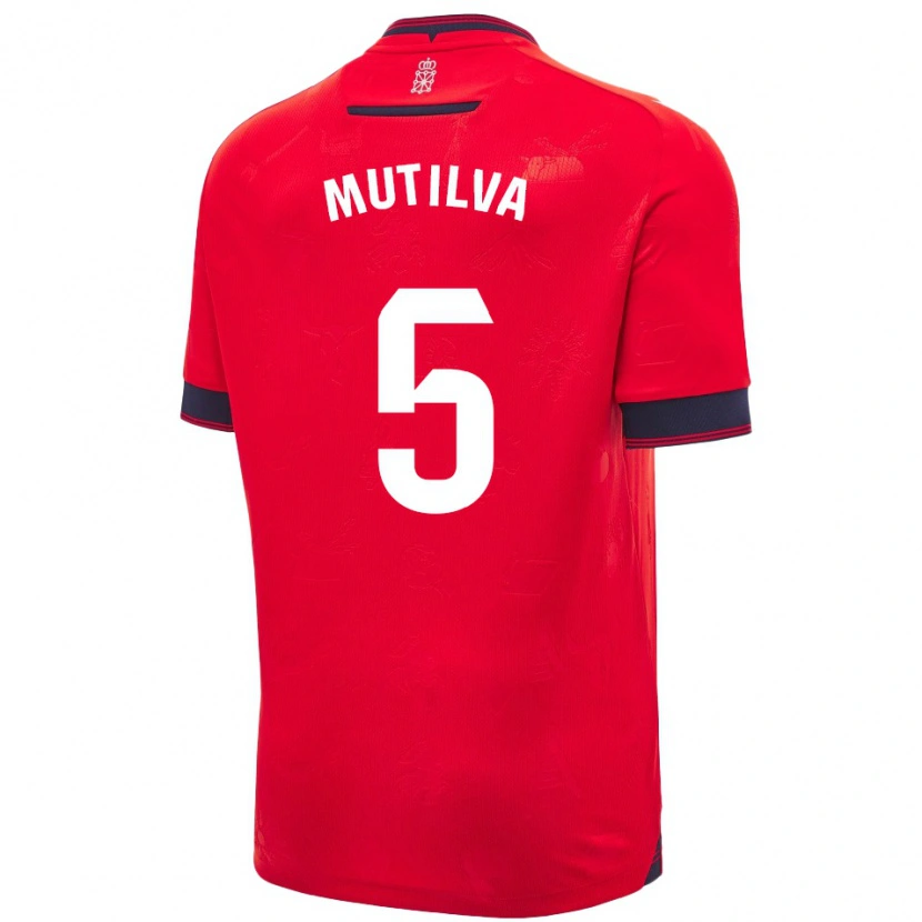 Danxen Homme Maillot Christian Mutilva #5 Rouge Blanc Tenues Domicile 2024/25 T-Shirt