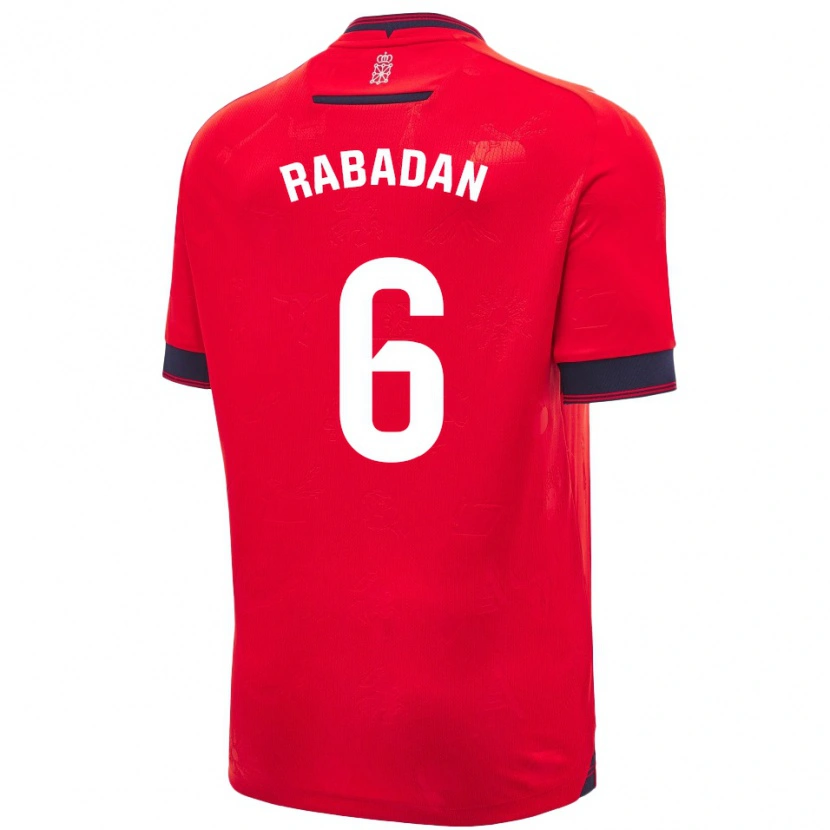 Danxen Homme Maillot David Rabadán #6 Rouge Blanc Tenues Domicile 2024/25 T-Shirt