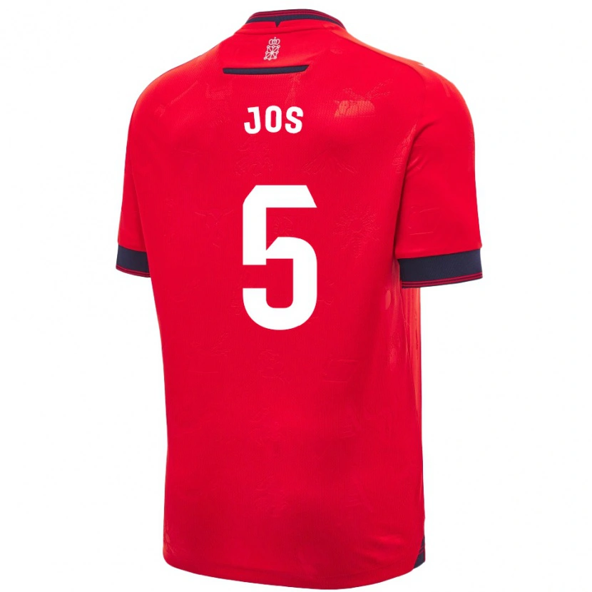 Danxen Homme Maillot Josune Urdaniz Maurin #5 Rouge Blanc Tenues Domicile 2024/25 T-Shirt