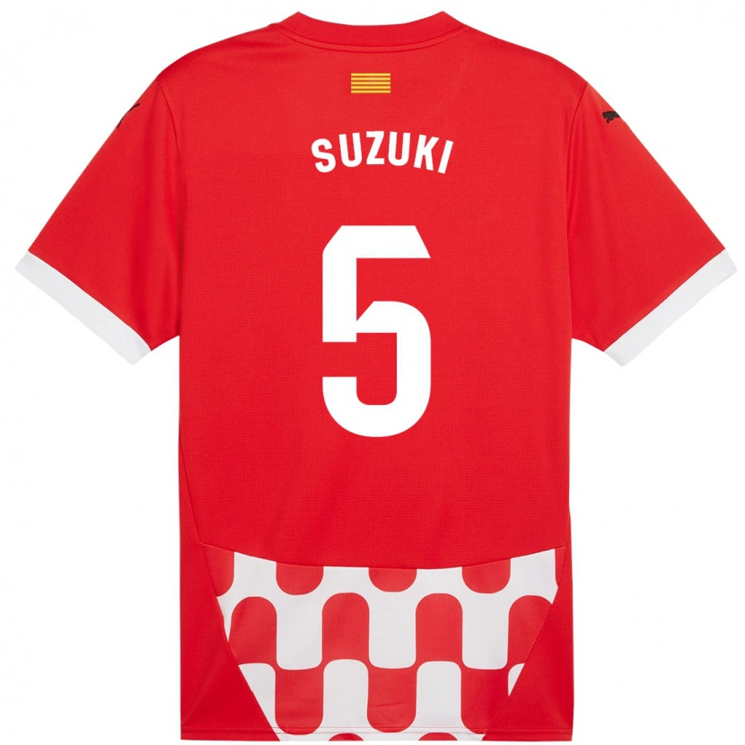 Danxen Homme Maillot Wadi Ibrahim Suzuki #5 Rouge Blanc Tenues Domicile 2024/25 T-Shirt