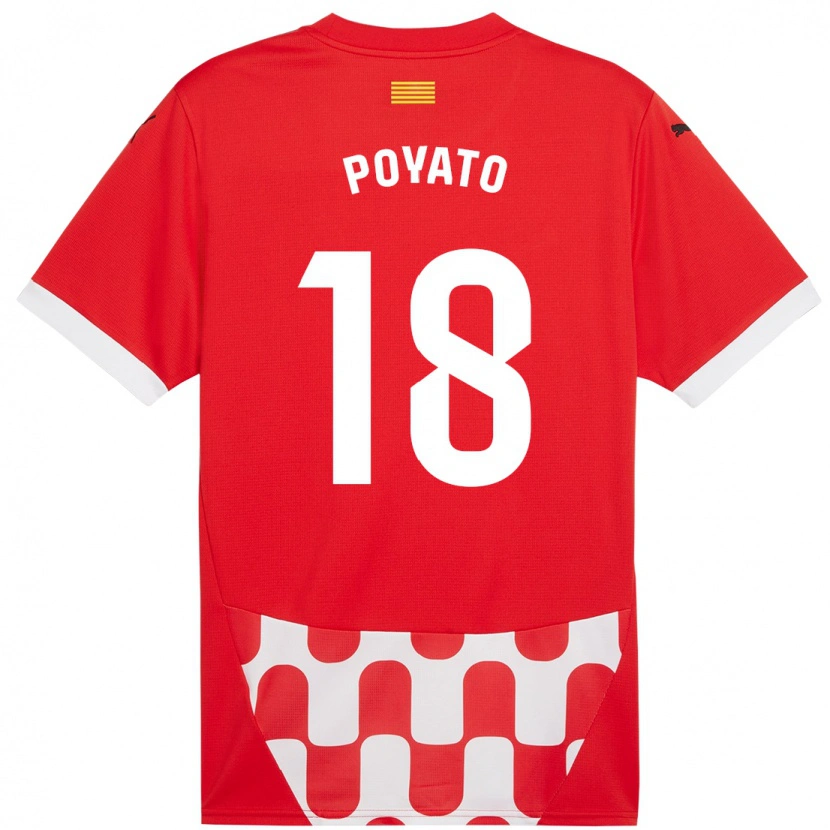 Danxen Homme Maillot Marina Poyato #18 Rouge Blanc Tenues Domicile 2024/25 T-Shirt