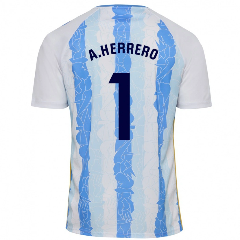 Danxen Homme Maillot Alfonso Herrero #1 Blanc Bleu Tenues Domicile 2024/25 T-Shirt
