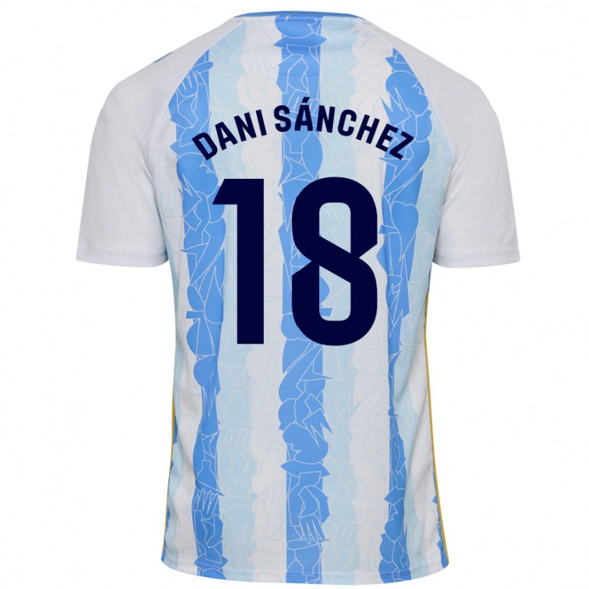 Danxen Homme Maillot Dani Sánchez #18 Blanc Bleu Tenues Domicile 2024/25 T-Shirt