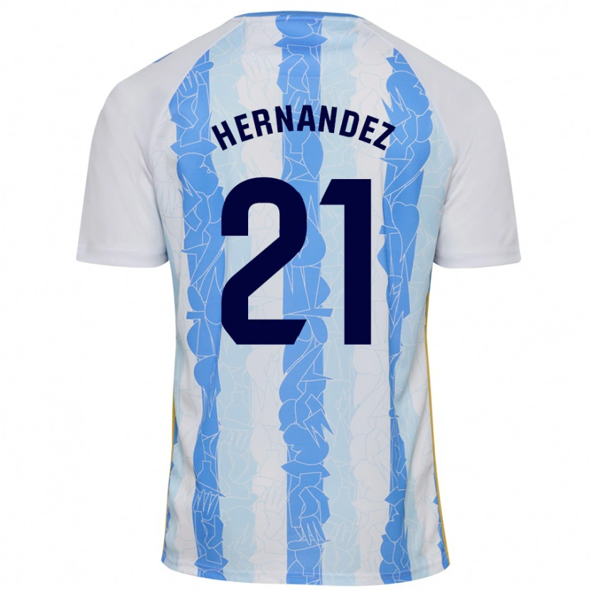 Danxen Homme Maillot Juan Hernández #21 Blanc Bleu Tenues Domicile 2024/25 T-Shirt