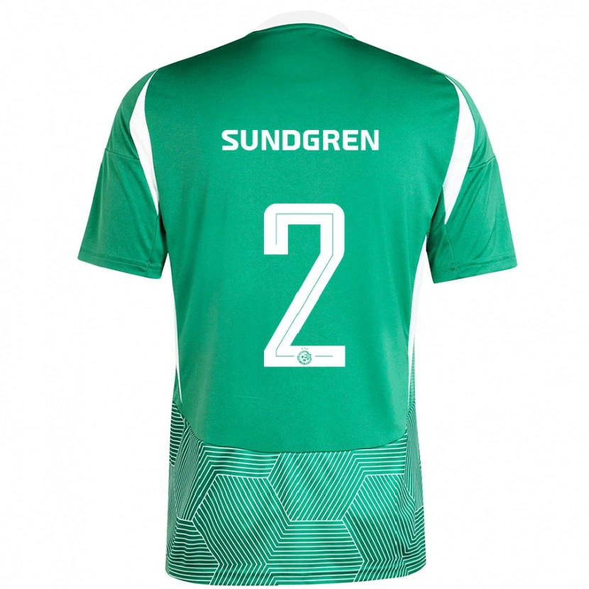 Danxen Homme Maillot Daniel Sundgren #2 Vert Blanc Tenues Domicile 2024/25 T-Shirt