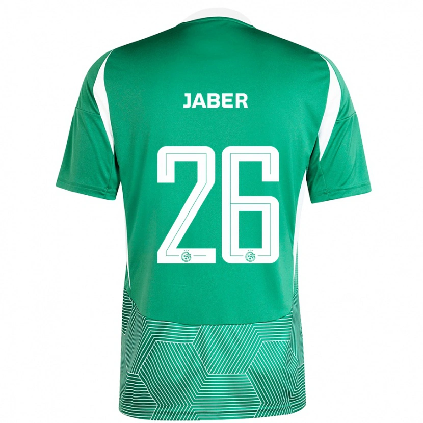Danxen Homme Maillot Mahmoud Jaber #26 Vert Blanc Tenues Domicile 2024/25 T-Shirt