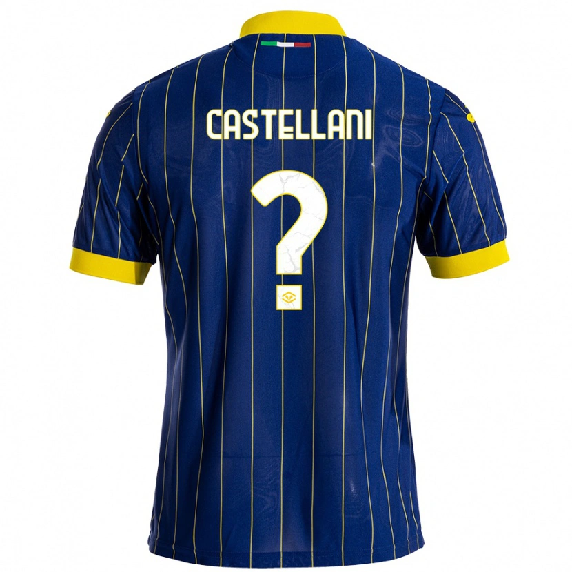 Danxen Homme Maillot Zeno Castellani #0 Bleu Jaune Tenues Domicile 2024/25 T-Shirt
