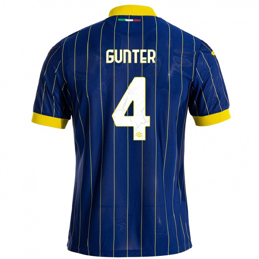 Danxen Homme Maillot Koray Günter #4 Bleu Jaune Tenues Domicile 2024/25 T-Shirt
