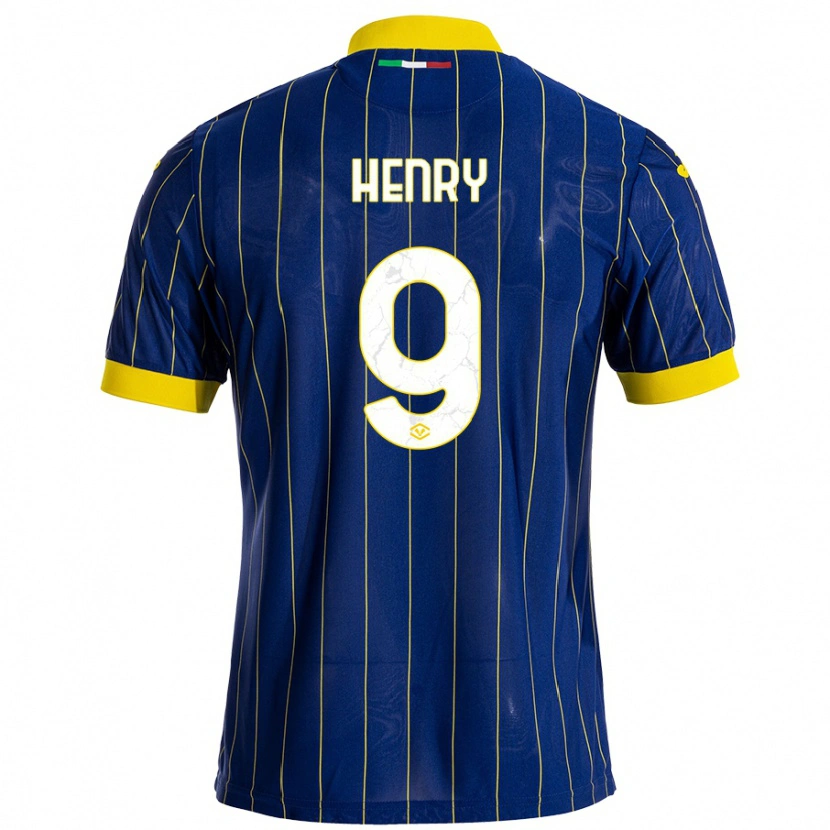 Danxen Homme Maillot Thomas Henry #9 Bleu Jaune Tenues Domicile 2024/25 T-Shirt
