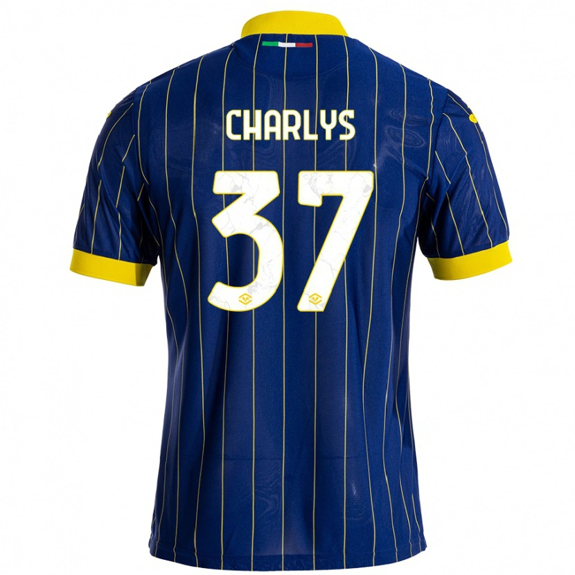 Danxen Homme Maillot Charlys #37 Bleu Jaune Tenues Domicile 2024/25 T-Shirt