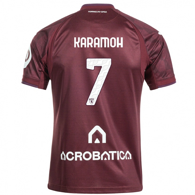 Danxen Homme Maillot Yann Karamoh #7 Bordeaux Blanc Tenues Domicile 2024/25 T-Shirt