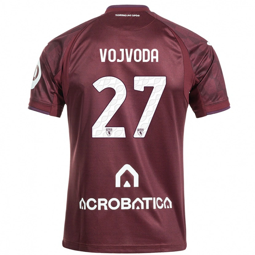 Danxen Homme Maillot Mërgim Vojvoda #27 Bordeaux Blanc Tenues Domicile 2024/25 T-Shirt