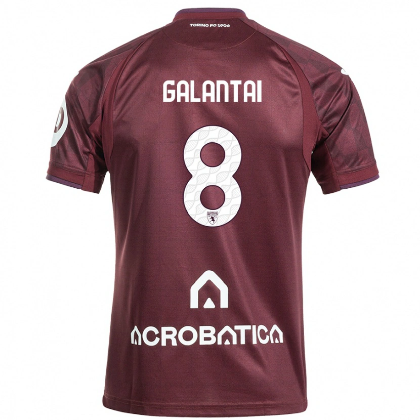 Danxen Homme Maillot Tamás Galántai #8 Bordeaux Blanc Tenues Domicile 2024/25 T-Shirt