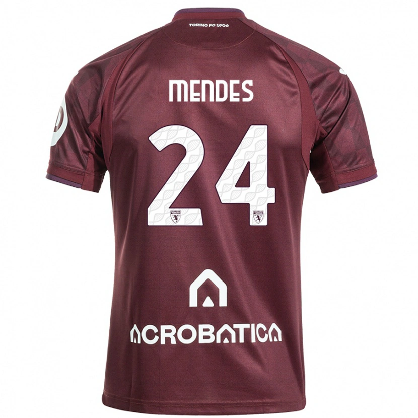 Danxen Homme Maillot Rodrigo Mendes #24 Bordeaux Blanc Tenues Domicile 2024/25 T-Shirt