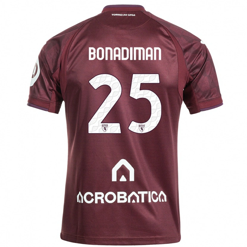 Danxen Homme Maillot Matteo Bonadiman #25 Bordeaux Blanc Tenues Domicile 2024/25 T-Shirt