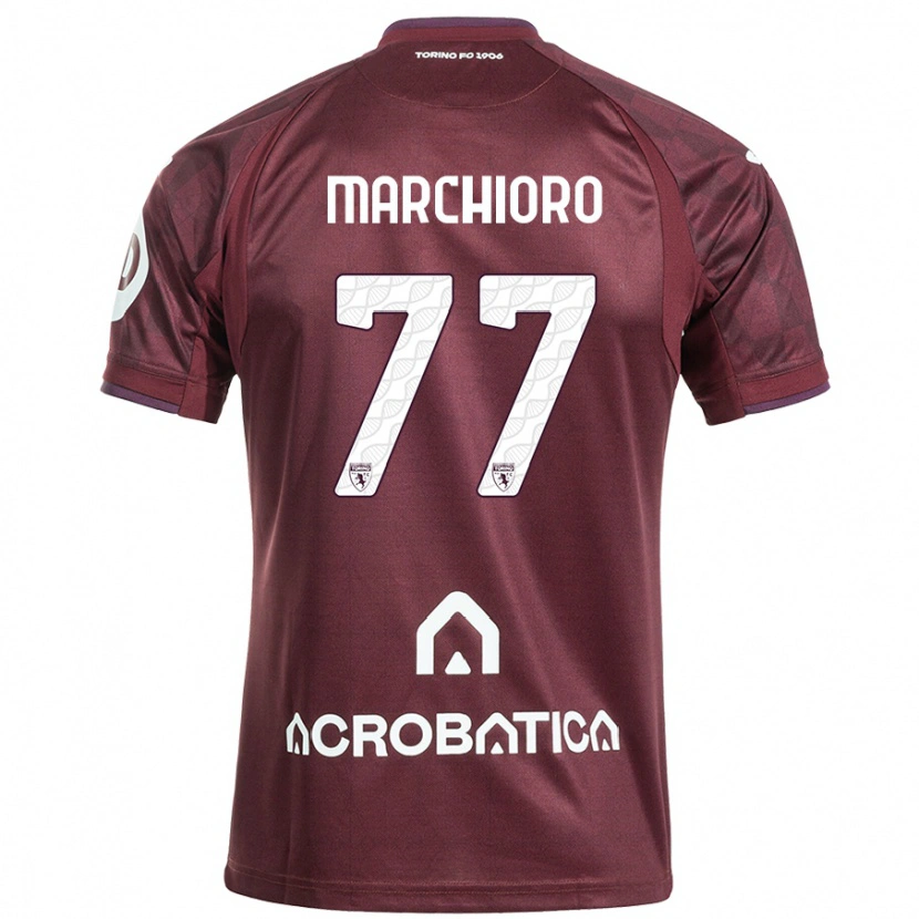 Danxen Homme Maillot Raffaele Marchioro #77 Bordeaux Blanc Tenues Domicile 2024/25 T-Shirt