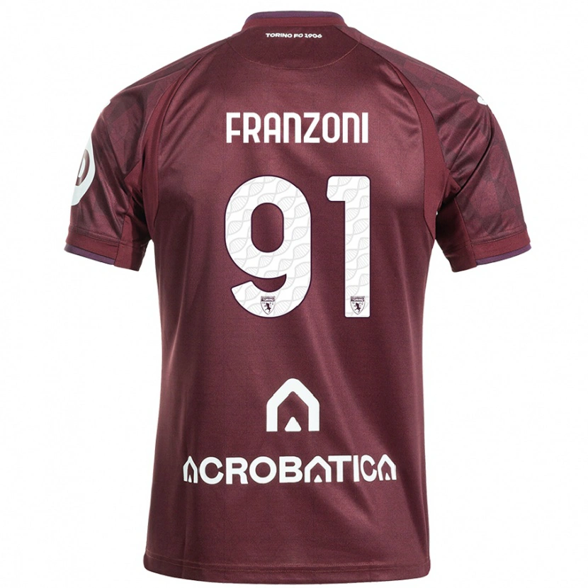 Danxen Homme Maillot Nicolò Franzoni #91 Bordeaux Blanc Tenues Domicile 2024/25 T-Shirt