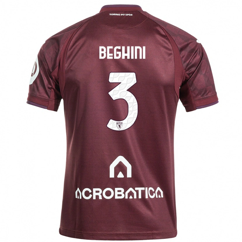 Danxen Homme Maillot Giulia Beghini #3 Bordeaux Blanc Tenues Domicile 2024/25 T-Shirt