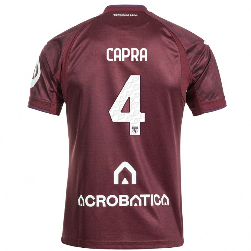 Danxen Homme Maillot Valentina Capra #4 Bordeaux Blanc Tenues Domicile 2024/25 T-Shirt