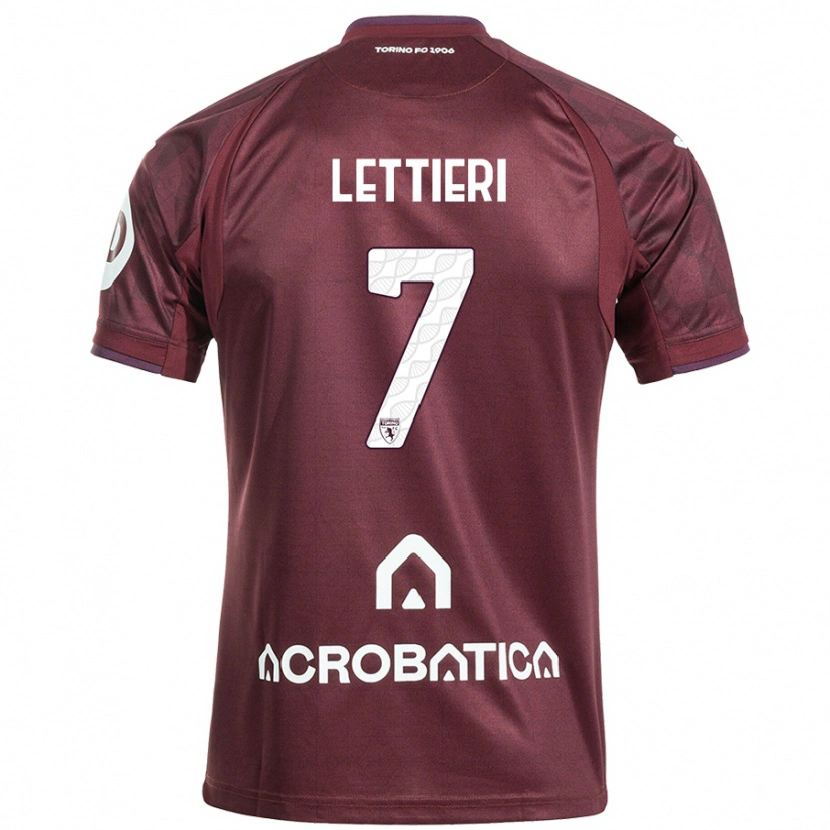 Danxen Homme Maillot Jessica Lettieri #7 Bordeaux Blanc Tenues Domicile 2024/25 T-Shirt