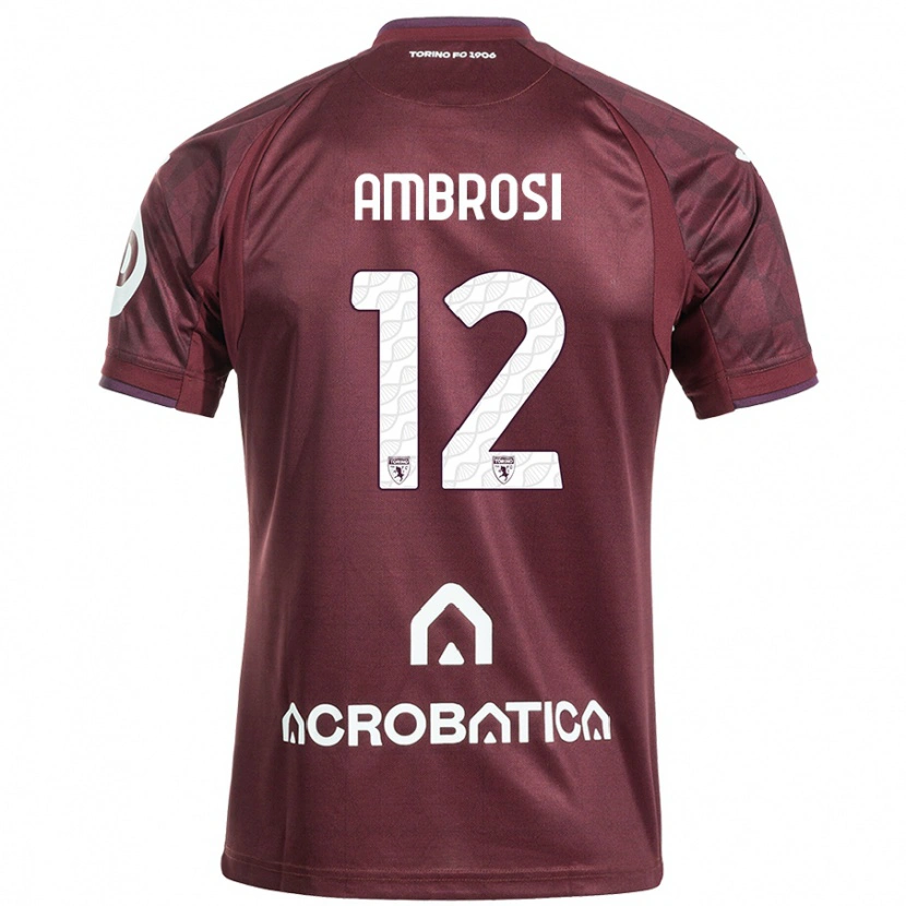 Danxen Homme Maillot Martina Ambrosi #12 Bordeaux Blanc Tenues Domicile 2024/25 T-Shirt