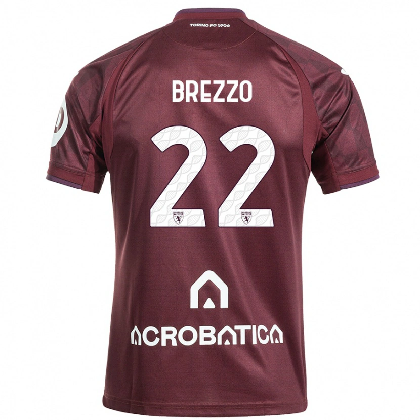 Danxen Homme Maillot Matteo Brezzo #22 Bordeaux Blanc Tenues Domicile 2024/25 T-Shirt