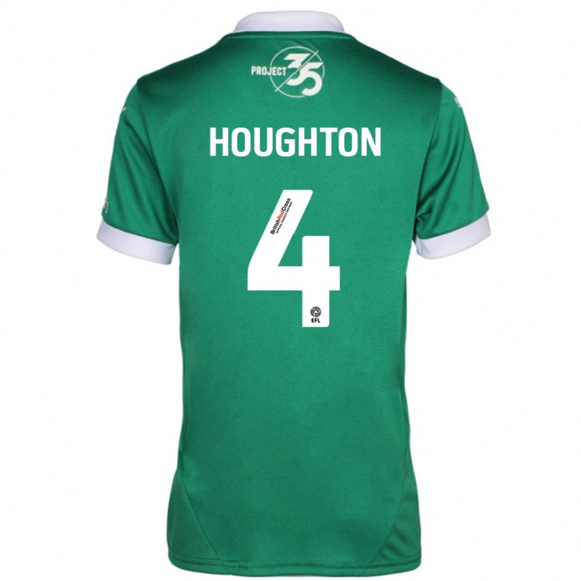 Danxen Homme Maillot Jordan Houghton #4 Vert Blanc Tenues Domicile 2024/25 T-Shirt