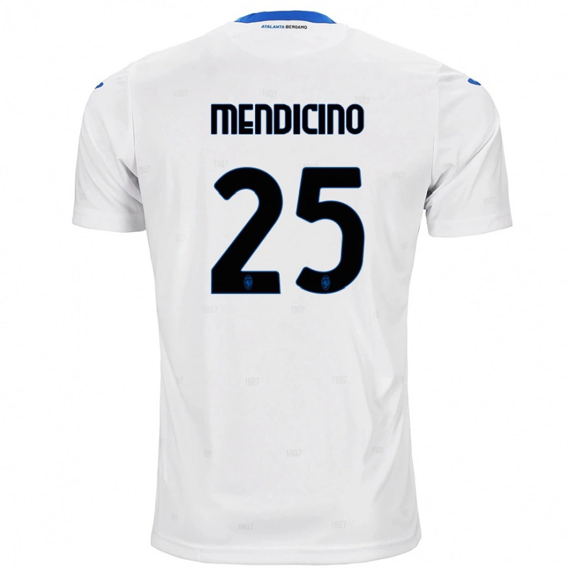Danxen Homme Maillot Leonardo Mendicino #25 Blanc Tenues Extérieur 2024/25 T-Shirt