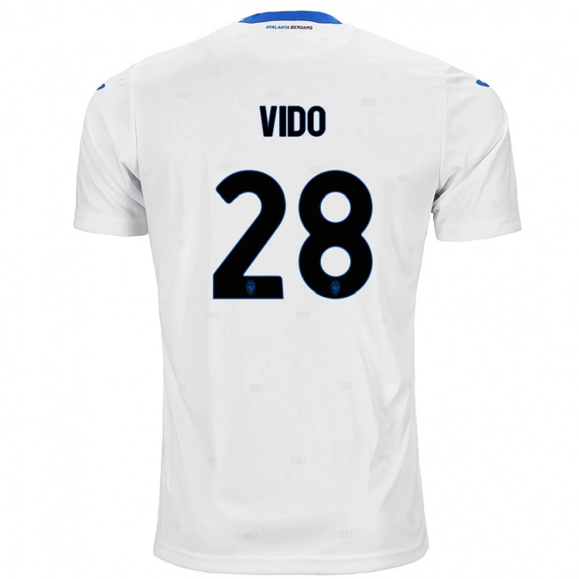 Danxen Homme Maillot Luca Vido #28 Blanc Tenues Extérieur 2024/25 T-Shirt