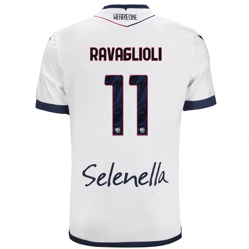 Danxen Homme Maillot Tommaso Ravaglioli #11 Blanc Bleu Royal Tenues Extérieur 2024/25 T-Shirt