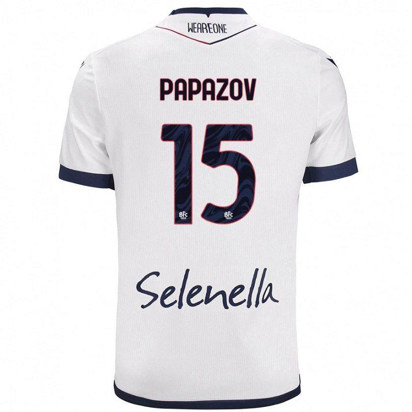 Danxen Homme Maillot Dimitar Papazov #15 Blanc Bleu Royal Tenues Extérieur 2024/25 T-Shirt