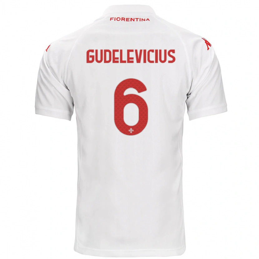 Danxen Homme Maillot Ernestas Gudelevicius #6 Blanc Tenues Extérieur 2024/25 T-Shirt