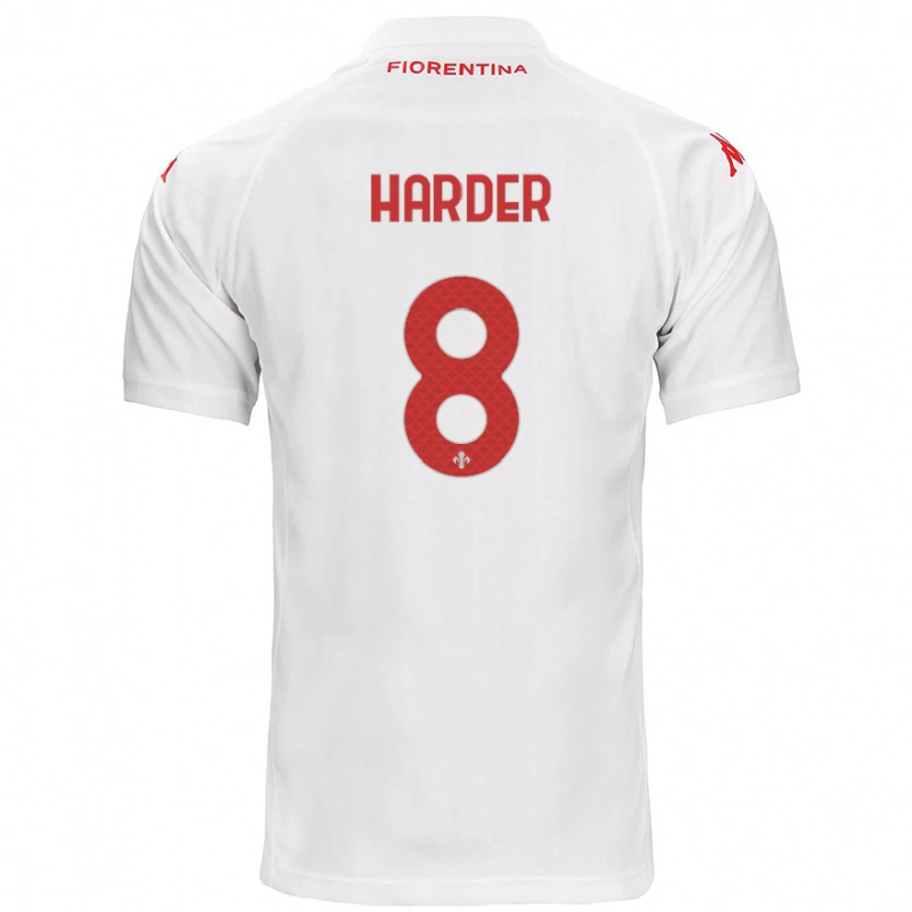 Danxen Homme Maillot Jonas Harder #8 Blanc Tenues Extérieur 2024/25 T-Shirt