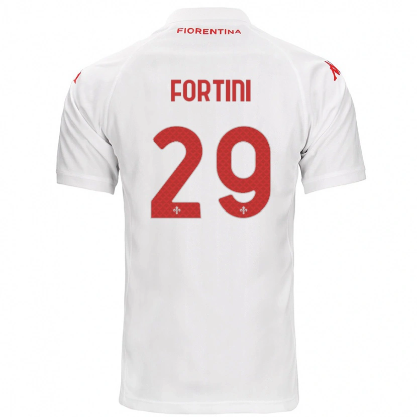 Danxen Homme Maillot Niccolò Fortini #29 Blanc Tenues Extérieur 2024/25 T-Shirt