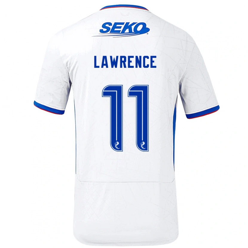 Danxen Homme Maillot Tom Lawrence #11 Blanc Bleu Tenues Extérieur 2024/25 T-Shirt