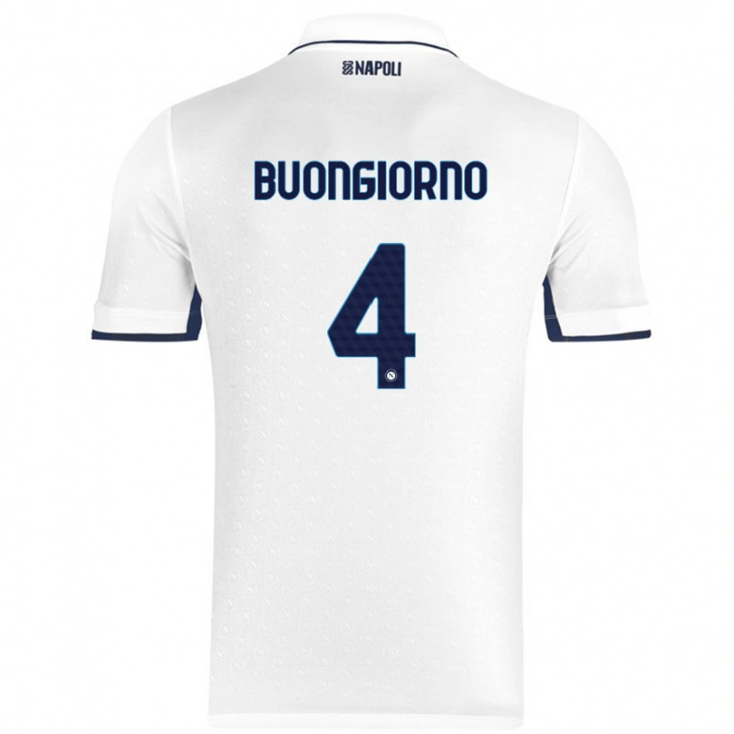 Danxen Homme Maillot Alessandro Buongiorno #4 Blanc Bleu Royal Tenues Extérieur 2024/25 T-Shirt