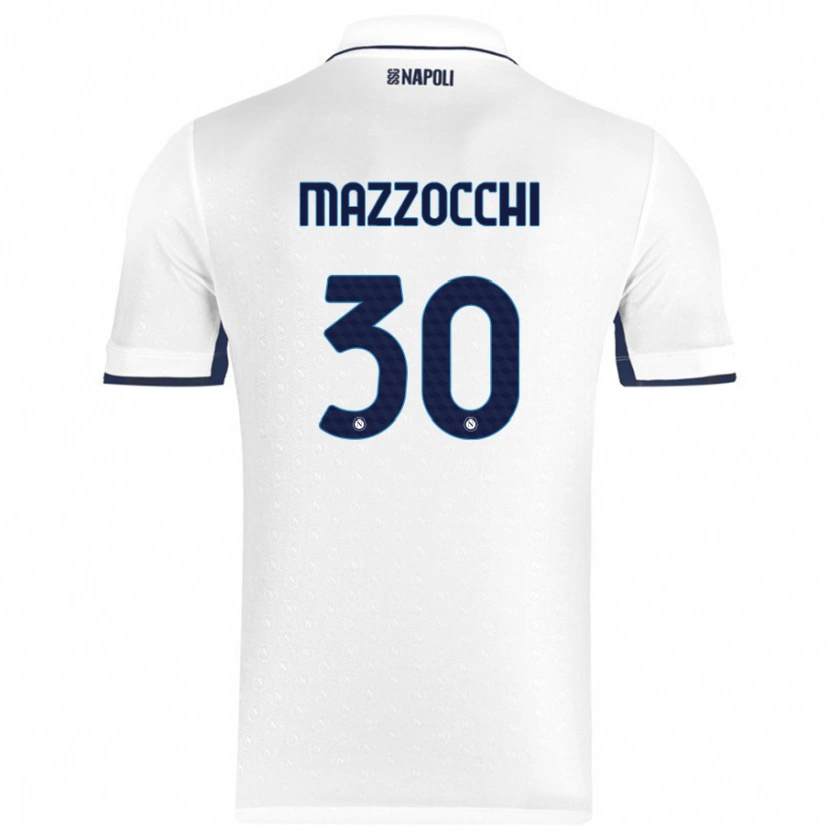 Danxen Homme Maillot Pasquale Mazzocchi #30 Blanc Bleu Royal Tenues Extérieur 2024/25 T-Shirt