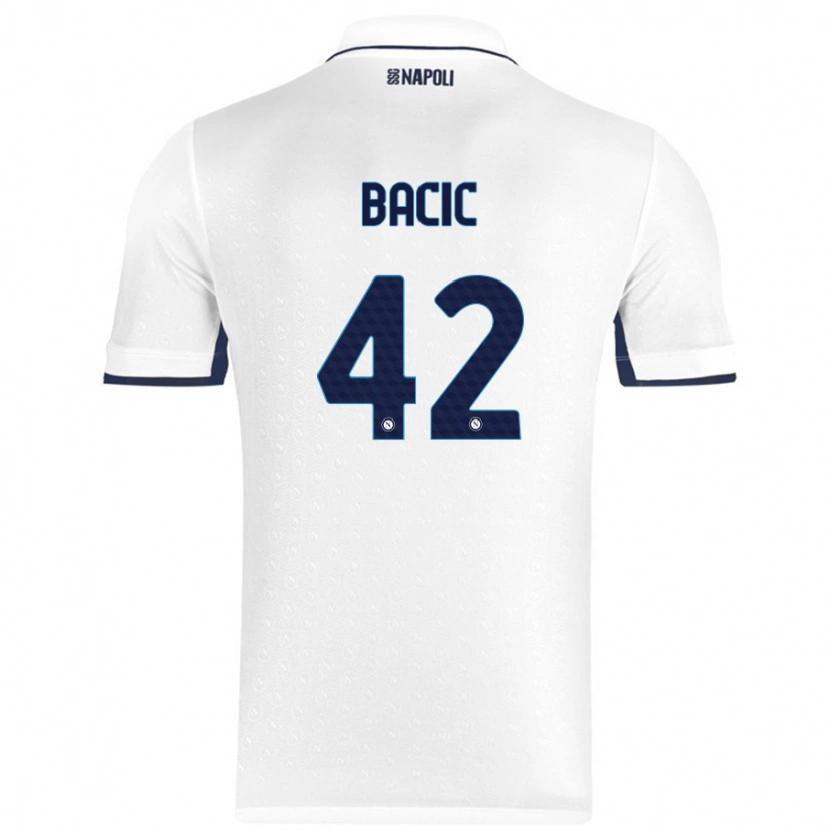 Danxen Homme Maillot Doris Bačić #42 Blanc Bleu Royal Tenues Extérieur 2024/25 T-Shirt