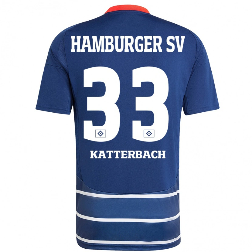 Danxen Homme Maillot Noah Katterbach #33 Bleu Foncé Tenues Extérieur 2024/25 T-Shirt