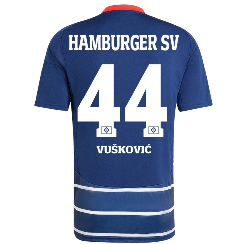Danxen Homme Maillot Mario Vuskovic #44 Bleu Foncé Tenues Extérieur 2024/25 T-Shirt