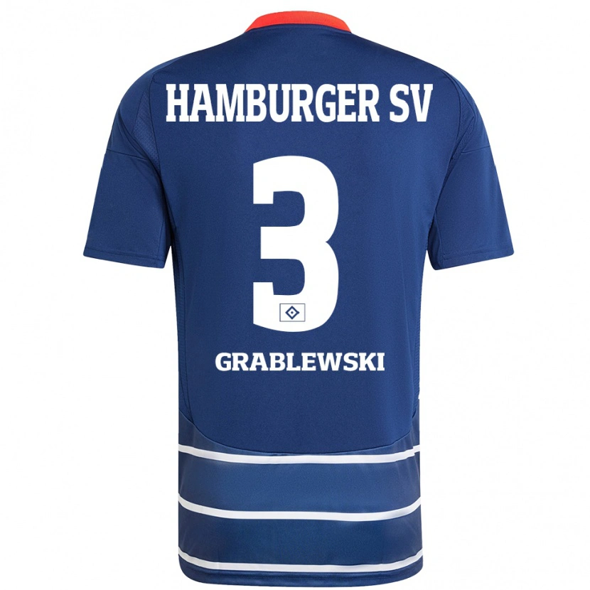 Danxen Homme Maillot Max Grablewski #3 Bleu Foncé Tenues Extérieur 2024/25 T-Shirt