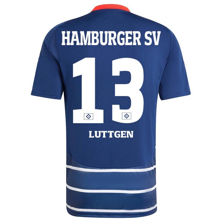 Danxen Homme Maillot Lasse Lüttgen #13 Bleu Foncé Tenues Extérieur 2024/25 T-Shirt