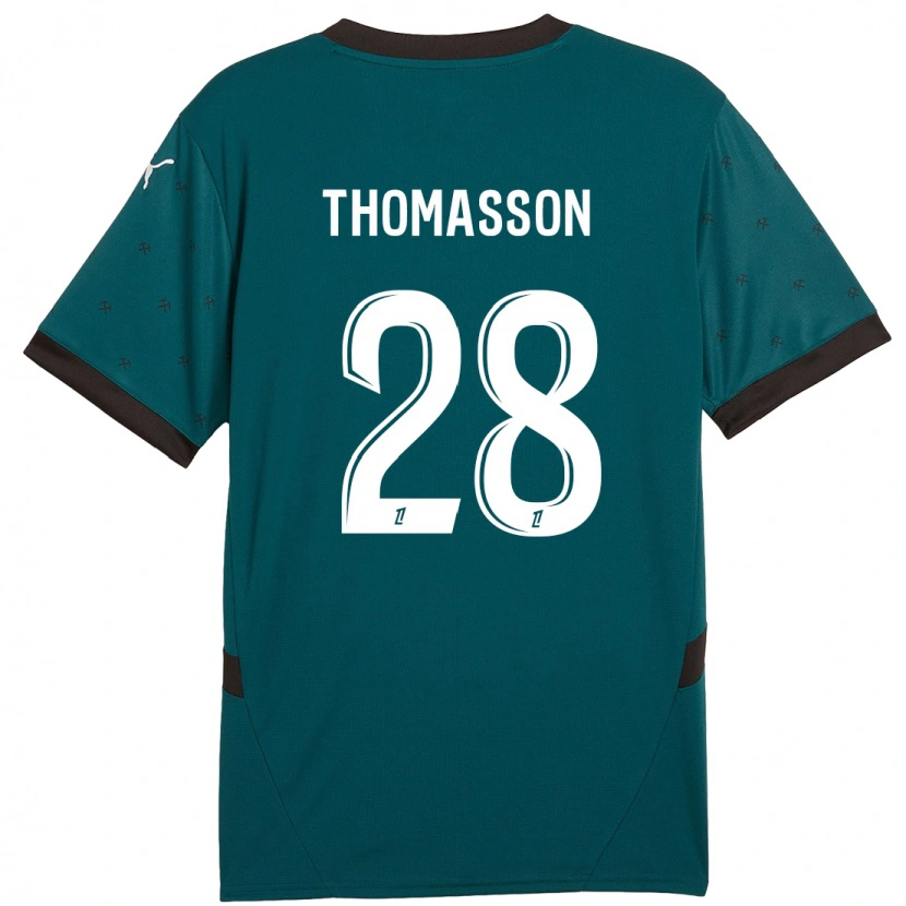 Danxen Homme Maillot Adrien Thomasson #28 Vert Foncé Tenues Extérieur 2024/25 T-Shirt